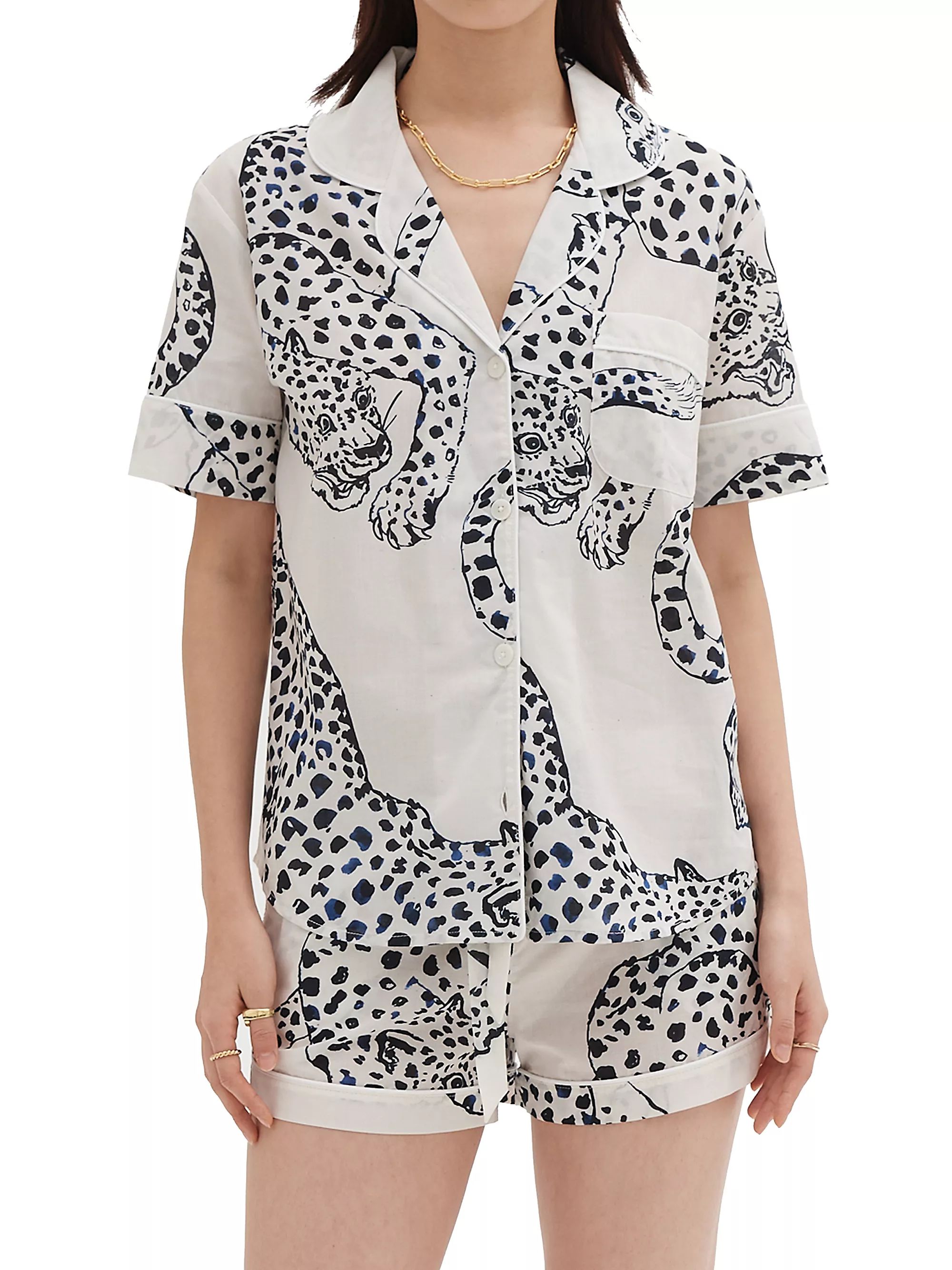 Jaguar Print Cotton Short Pajama Set | Saks Fifth Avenue