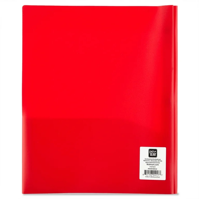 Pen+Gear 3-Prong Poly Folder, Red - Walmart.com | Walmart (US)