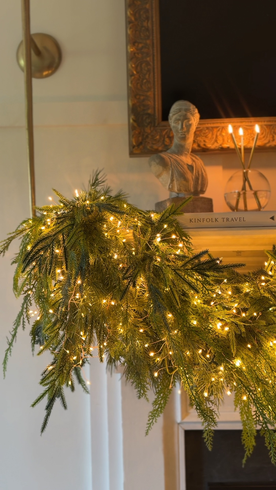 Shop my Christmas mantel garland and lights!! I used both incandescent and fairy lights! 

#LTKSeasonal #LTKHoliday #LTKVideo