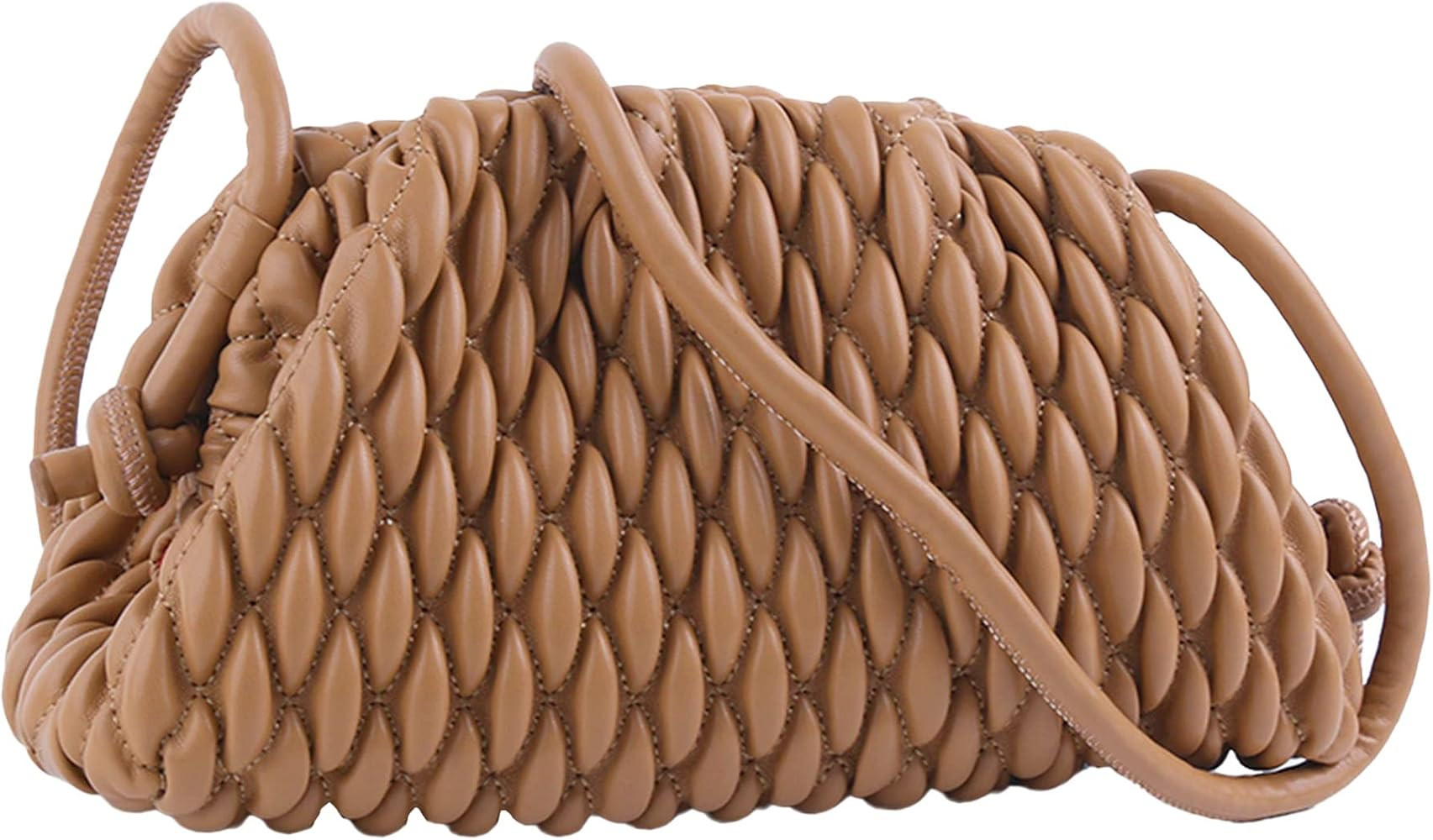 ELDA Dumpling Bag for Women Quilted Clutch Handbag Cloud Purse Fashion Ruched Bag Handmade Leathe... | Amazon (US)