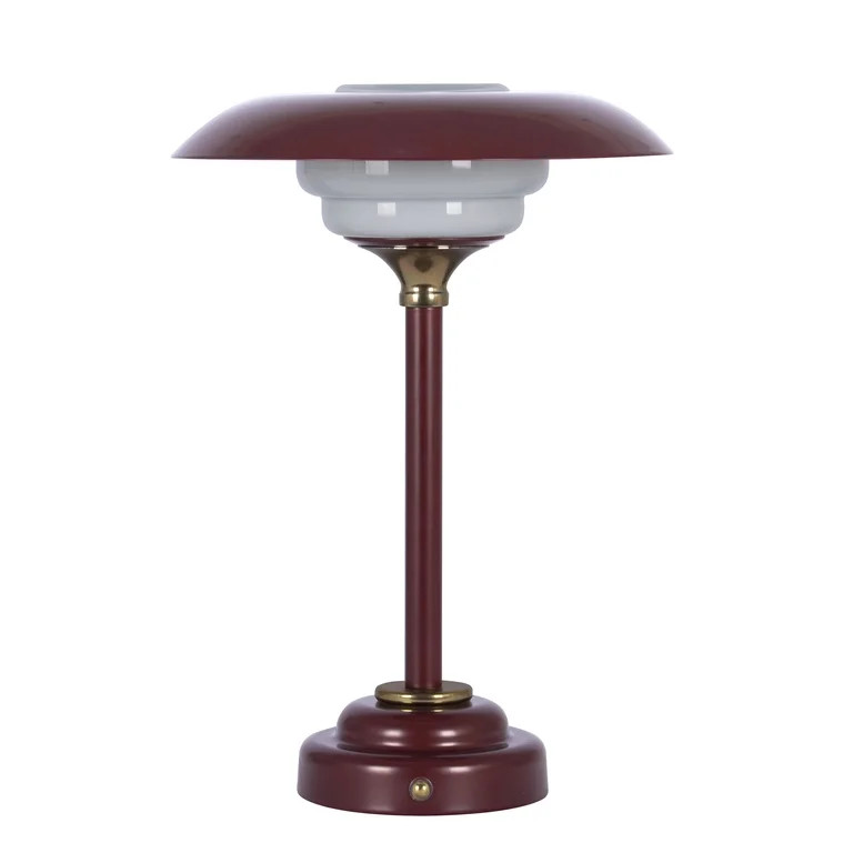 Better Homes & Gardens 12" Portable Red Ripple Lamp, dimmable with touch switch and USB-C | Walmart (US)