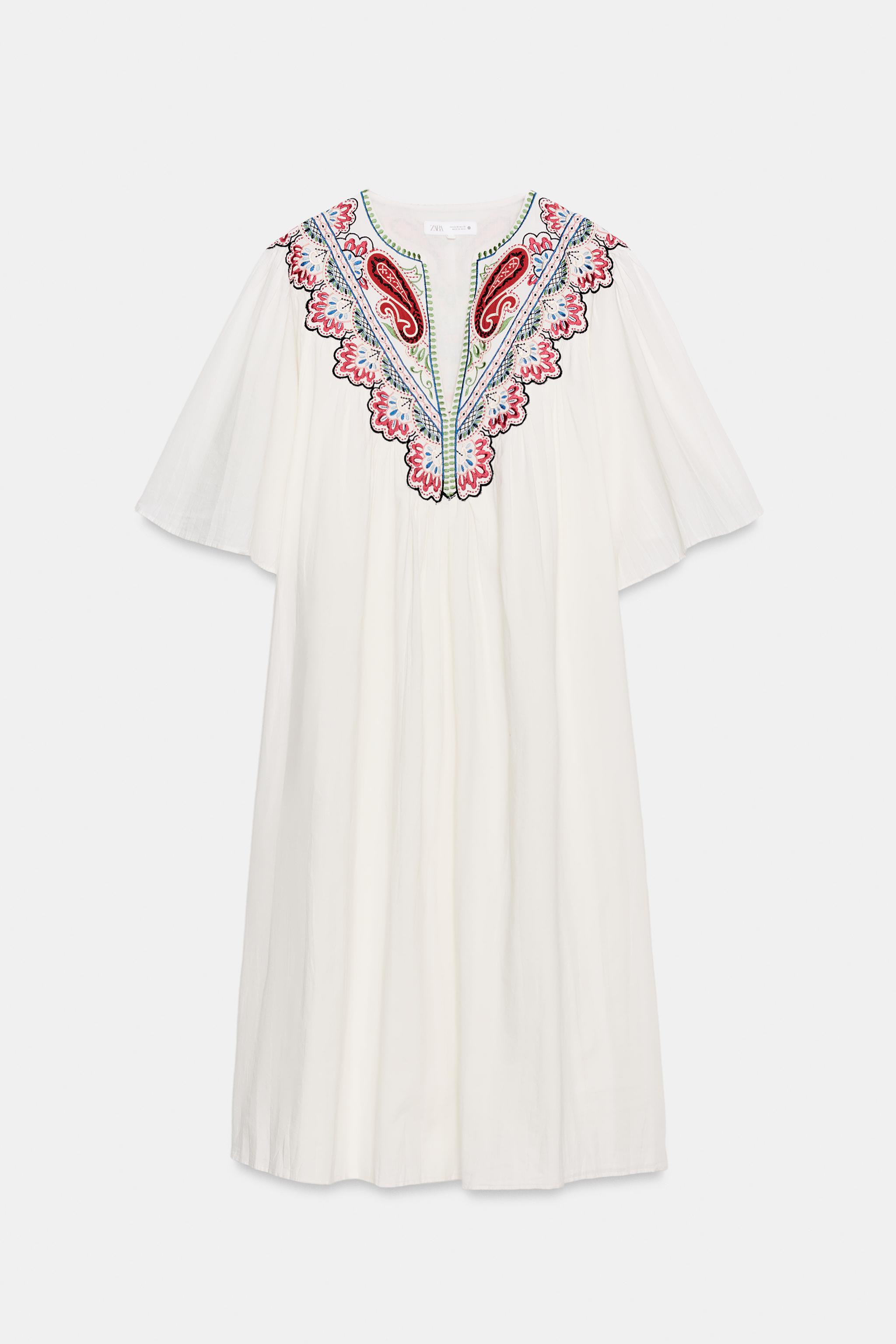 ZW COLLECTION EMBROIDERED MIDI DRESS | Zara US