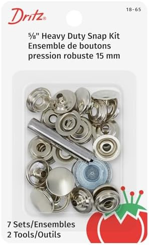 Dritz 18-65 Heavy Duty Snap Fastener Kit, Size 24 (5/8-Inch), Nickel-Plated Brass, 7 Sets | Amazon (US)