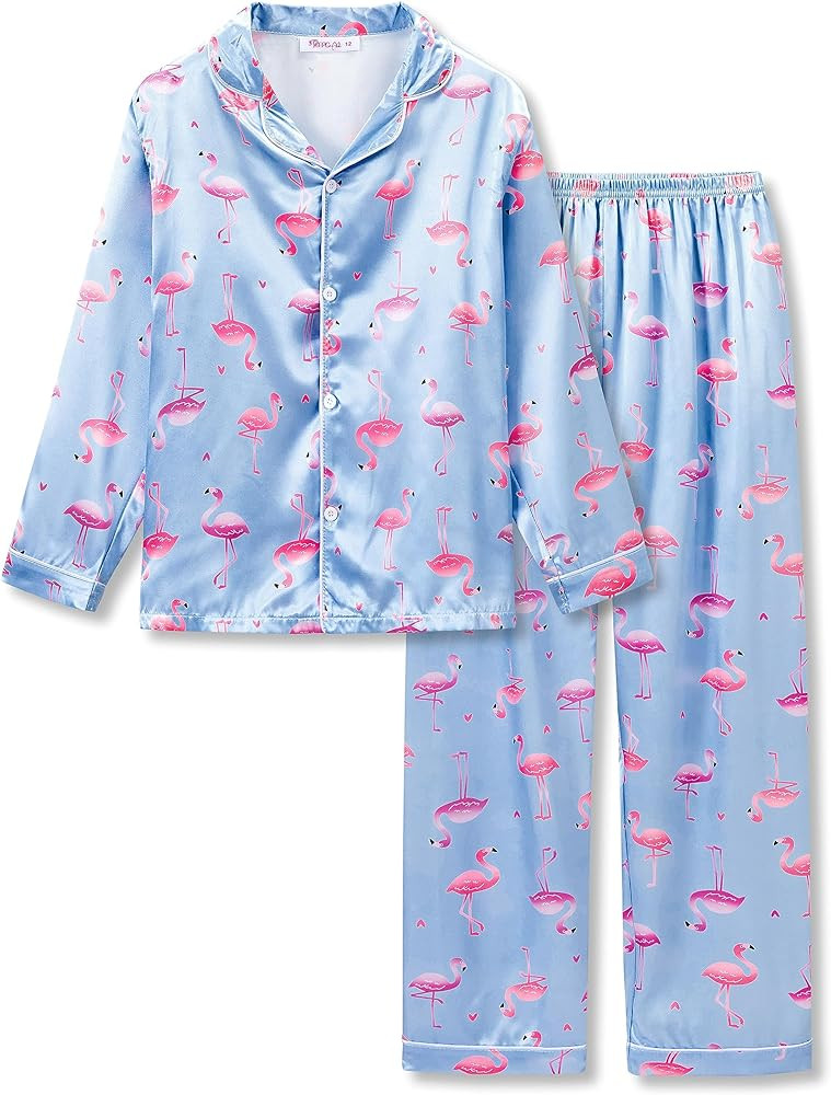 Topgal Satin Pajamas for Girls – Coat Style Unicorn Long Sleeve Silky Button Down PJ Set Size 6... | Amazon (US)