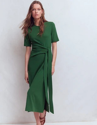 Boden Women's Zinnia Tie Jersey Ponte Dress in Green | Size 6 | Boden (US)
