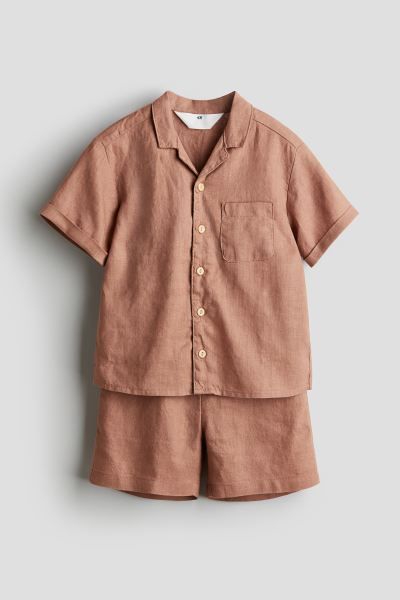 2-piece Linen Set - Rust brown - Kids | H&M US | H&M (US + CA)