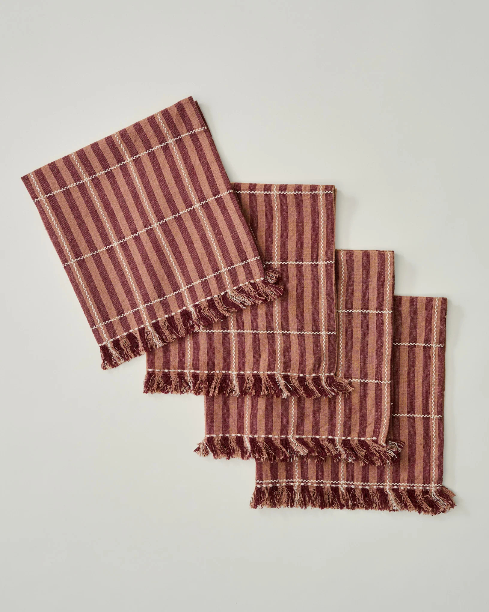 Bella Stripe Burgundy Napkin Set of Four | Magnolia