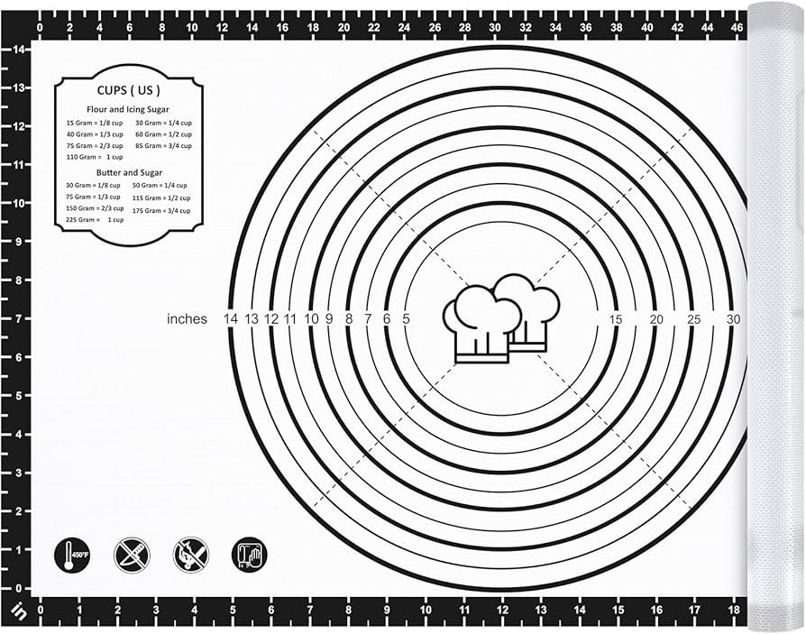 Silicone Baking Mat,26" x 16" Non-slip Dough Rolling Pastry Mat Non Stick Baking Sheet Mat with M... | Amazon (US)