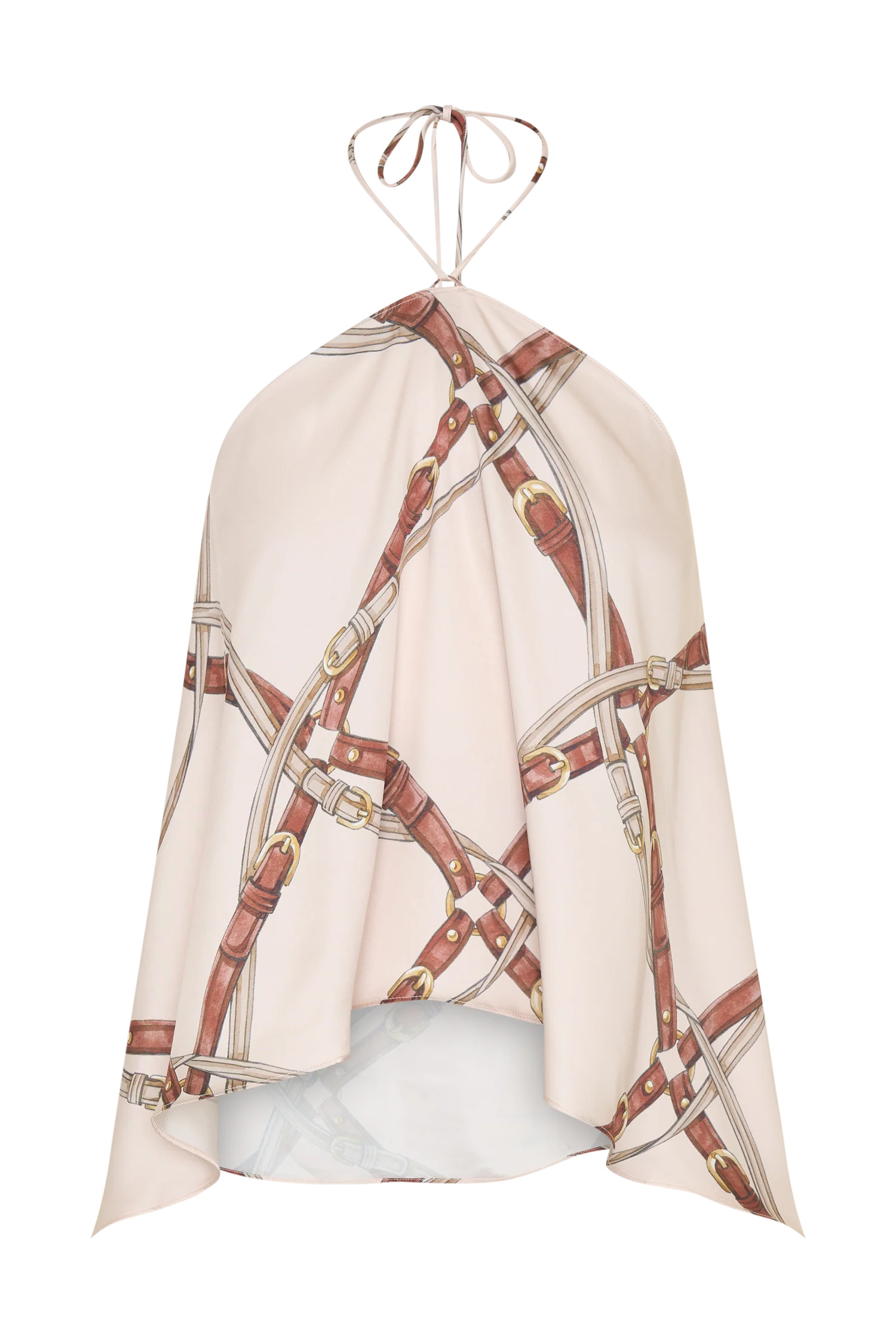 Adelaide Draped Satin Halter Top - Chain Print | MESHKI US
