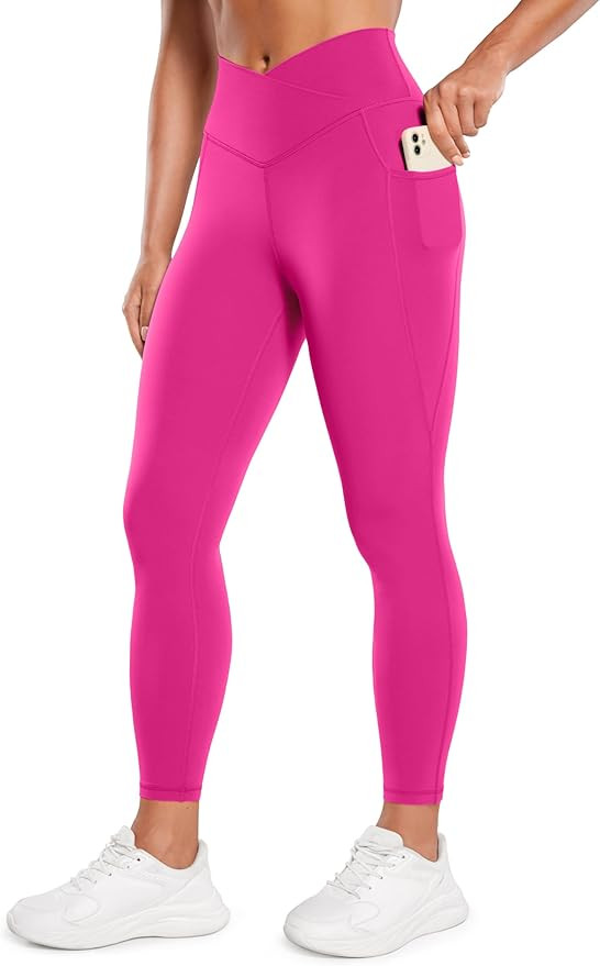 CRZ YOGA Butterluxe Womens Crossover Waist Workout Leggings with Pockets 25" - V Cross High Waist... | Amazon (US)