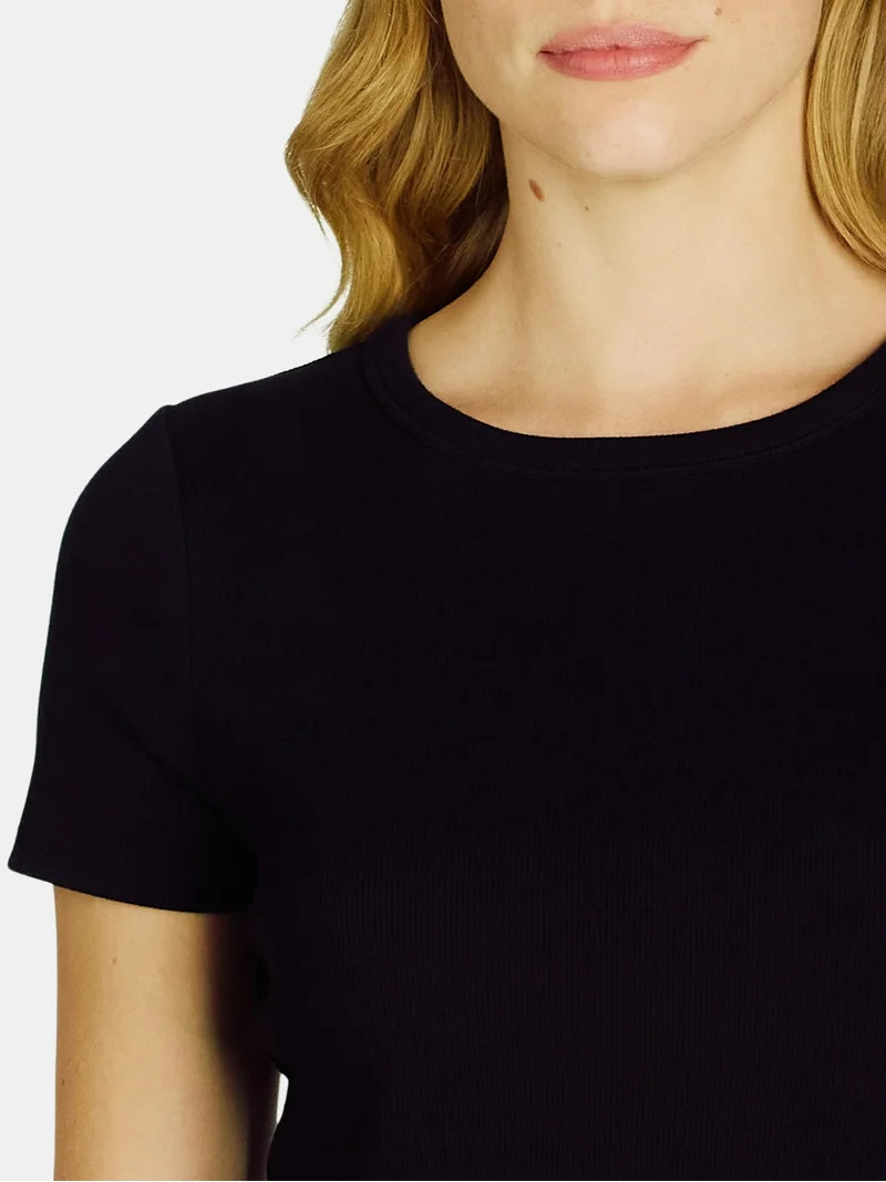 Time and Tru Women's Short Sleeve Rib Tee, Sizes XS - XXXL | Walmart (US)