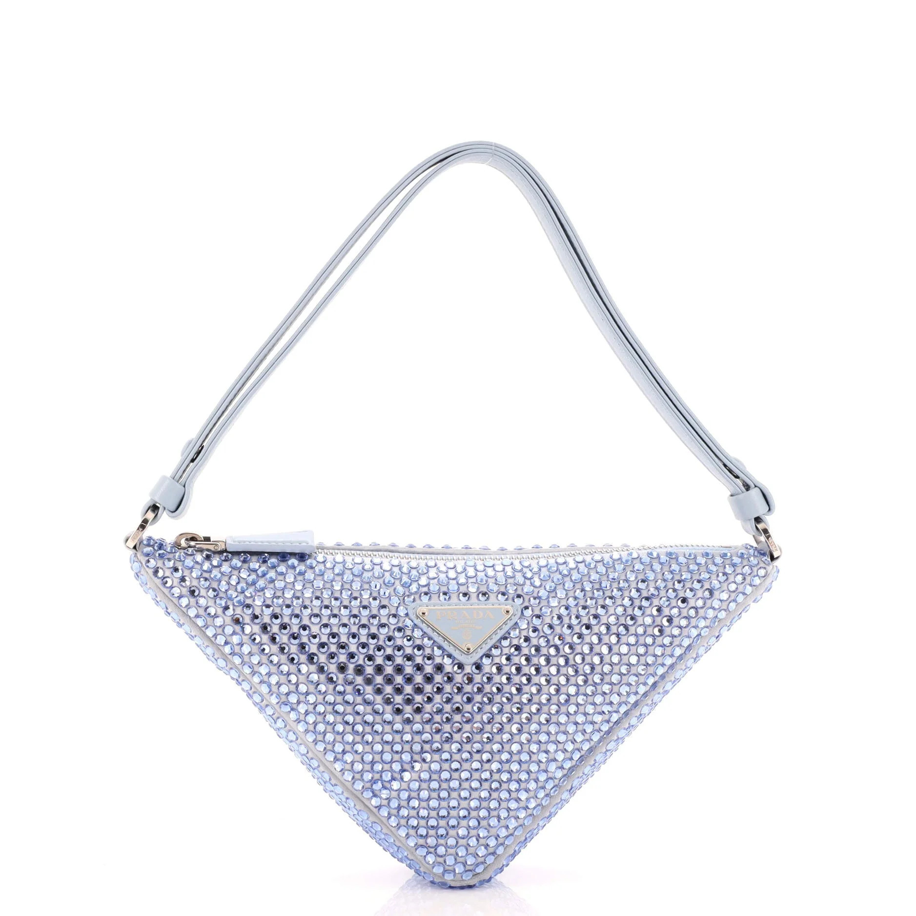 Triangle Top Handle Pouch Bag Crystal Embellished Satin Mini | Shop Simon