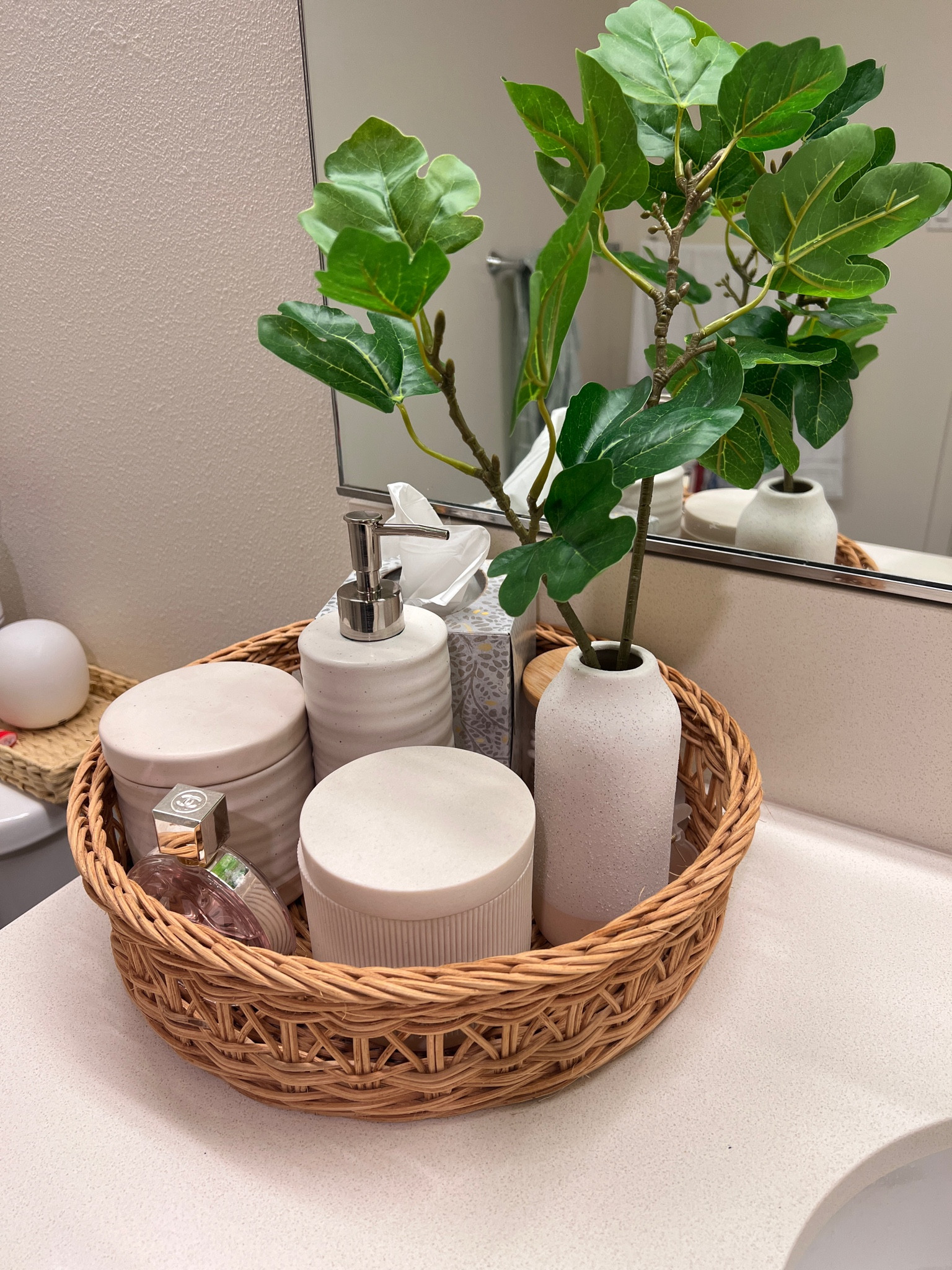 Bathroom essentials 🤍 I like for my bathroom counter to look clean and aesthetic but also functional! This woven rattan tray from Target is large enough to fit everything I need. 


Neutral bathroom, aesthetic bathroom, bathroom organization, bathroom decor ideas, bathroom counter ideas, bathroom inspo, minimalistic bathroom, beach vibes, boho bathroom, bohemian style 

#LTKFind #LTKunder50 #LTKhome
