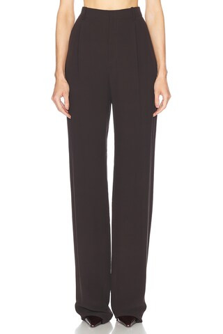 Saint Laurent Straight Leg Trouser in Chocolate | FWRD | FWRD 