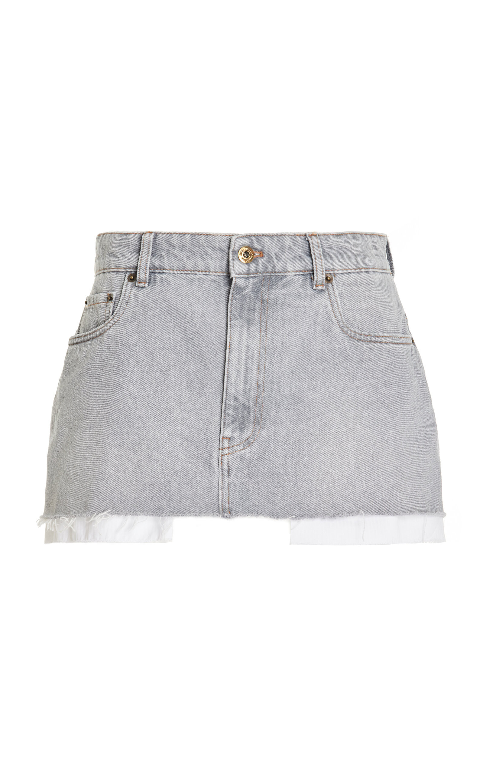 Miu Miu - Exposed Pocket Denim Mini Skirt - Grey - IT 42 - Moda Operandi | Moda Operandi (Global)