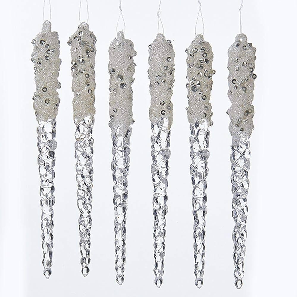 Kurt Adler 6" Plastic Icicles W/Glitter 6Pc | Amazon (US)