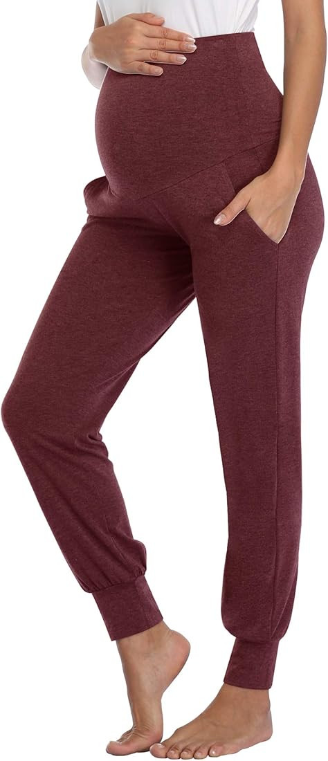 AMPOSH Women's Maternity Pants Stretchy Lounge Workout Pants Casual Loose Comfy Pregnancy Joggers... | Amazon (US)