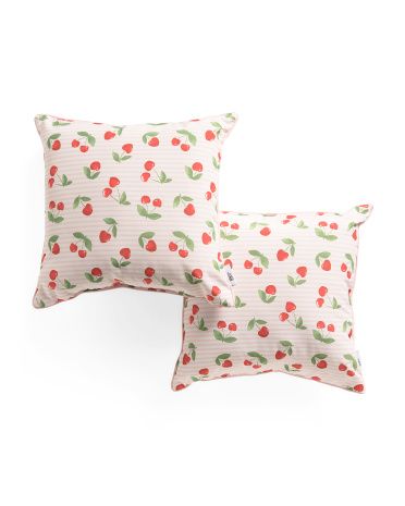 Set Of 2 18x18 Indoor Outdoor Cherry Hearts Pillows | Throw Pillows | Marshalls | Marshalls