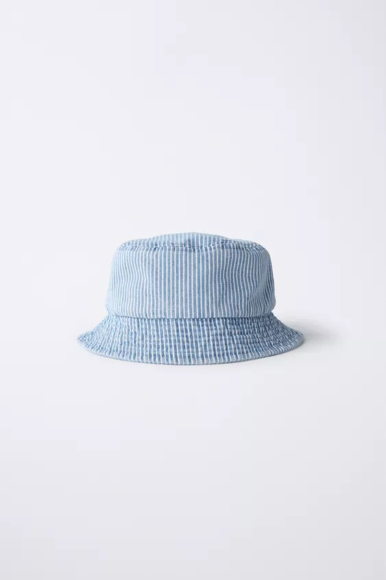 STRIPED DENIM BUCKET HAT | Zara US