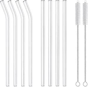 8 Pack Reusable Glass Drinking Straws - 10" x 10 mm - Smoothie Straws for Milkshakes, Frozen Drin... | Amazon (US)