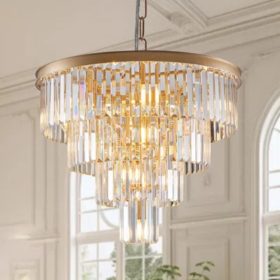 24" Contemporary Crystal Modern Chandeliers Crystal Ceiling Chandelier 4 Tier Golden Chandelier Lighting for Dining Room Living Room Bedroom (Bulbs No | Wayfair North America