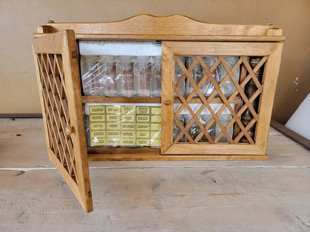 Vintage Apothecary Cabinet Wall Hanging Spice Rack With Jars - Etsy | Etsy (US)