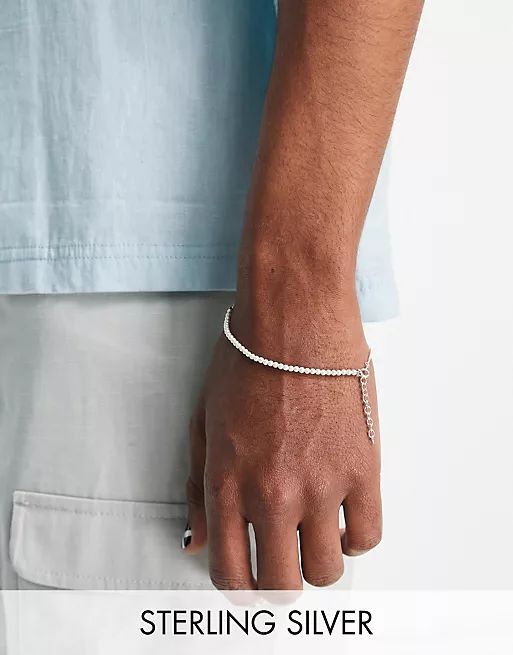 ASOS DESIGN – Armband aus Sterlingsilber mit Halb-und Halb-Design aus Kettenarmband und Perlena... | ASOS (Global)