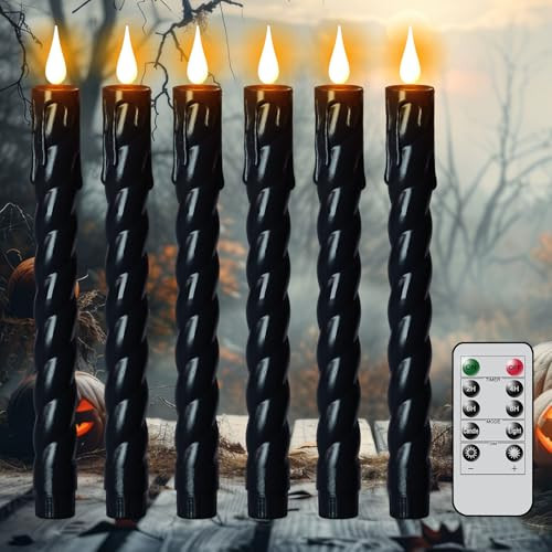 DRomance Black Flameless Taper Candles Battery Operated with Remote Timer | Amazon (US)