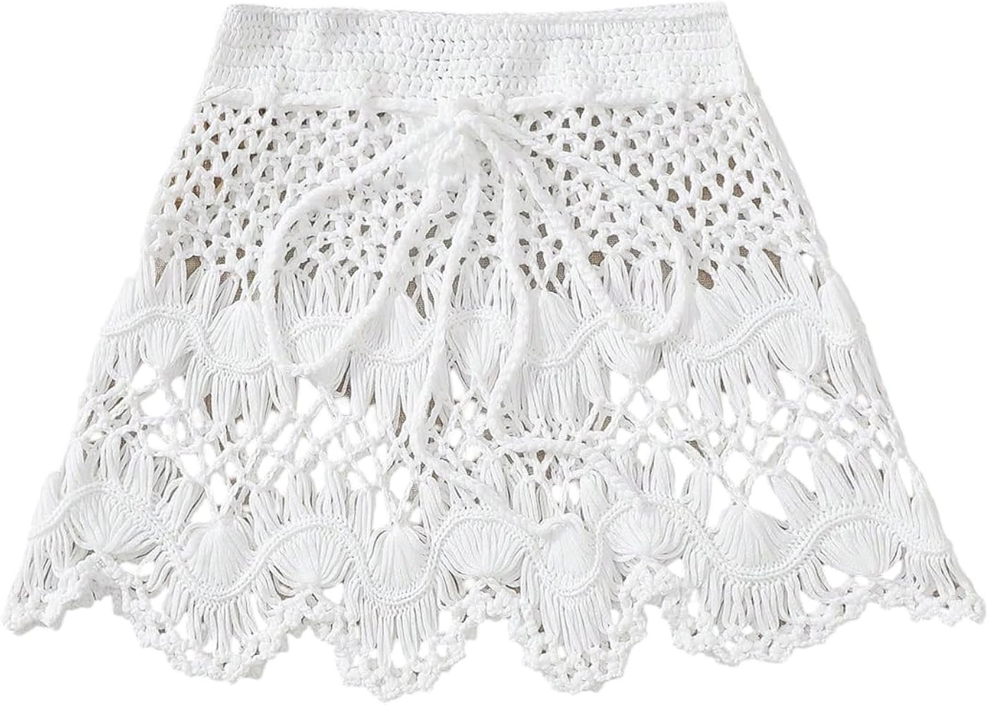 Milumia Girl's Swimsuit Coverup Eyelet Crochet Hollow Bathing Suit Cover Up Beach Skirt | Amazon (US)