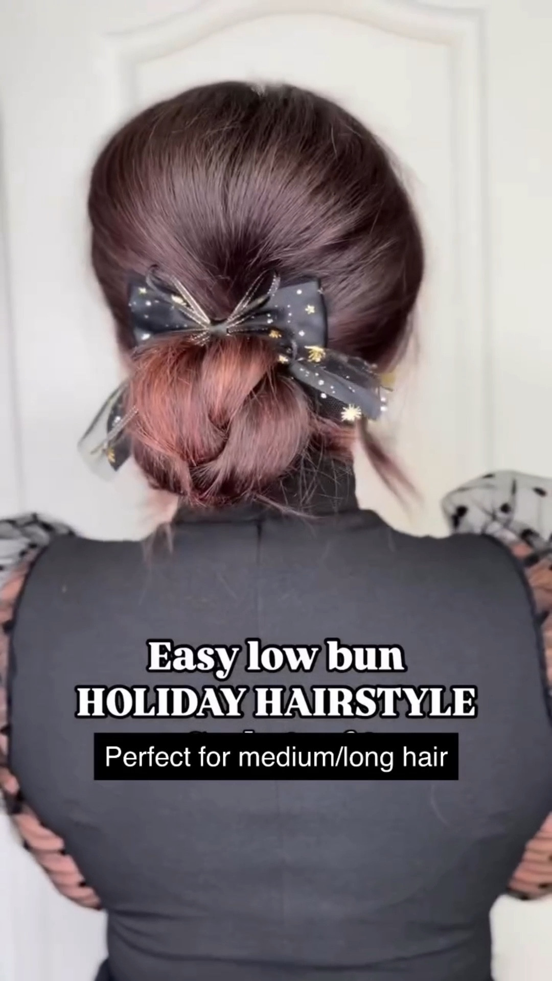 Save for later and follow for more 😘 Here’s another super easy holiday hairstyle for your next event! #hairreel #hairstyletutorial #easyhairstyle #hairtipsandtricks #lowbunhairstyle