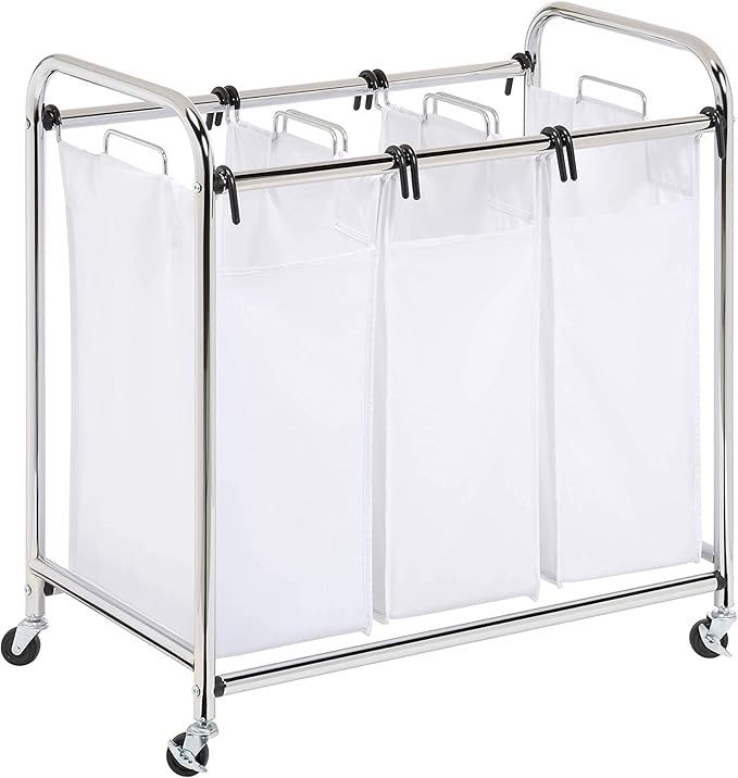 Honey-Can-Do SRT-01235 Heavy-Duty Triple Laundry Sorter, Chrome/White | Amazon (US)