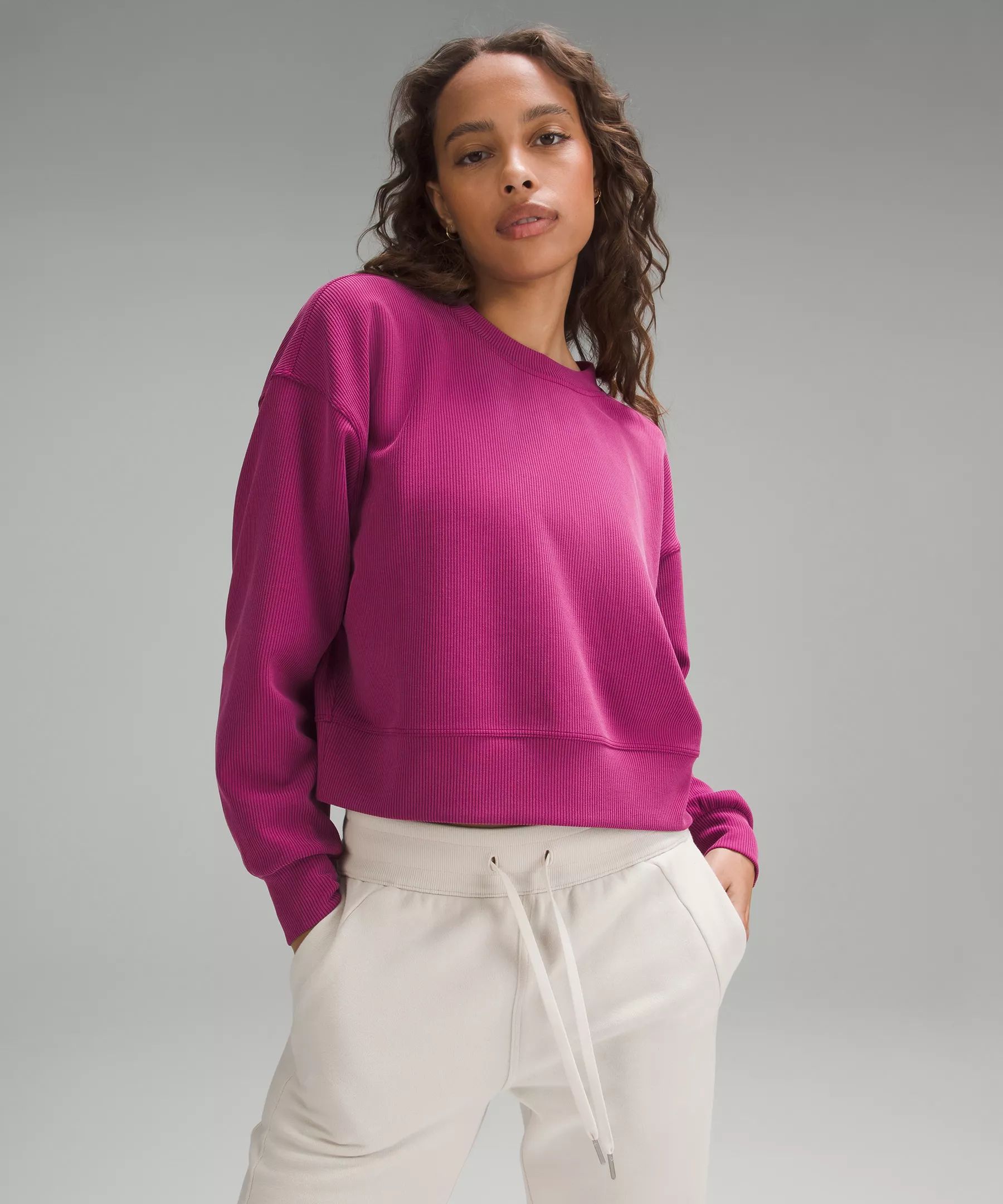 Ribbed Softstreme Perfectly Oversized Cropped Crew | Lululemon (US)