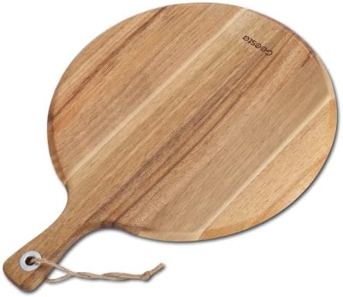 Geesta Acacia Wood Pizza Peel, Round Cutting Board with Handle 12" Wood Cutting Board Decor, Prep... | Amazon (US)