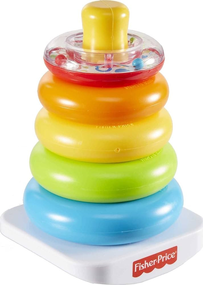 Fisher-Price Baby Stacking Toy Rock-A-Stack, Roly-Poly Base With 5 Colorful Rings For Ages 6+ Mon... | Amazon (US)