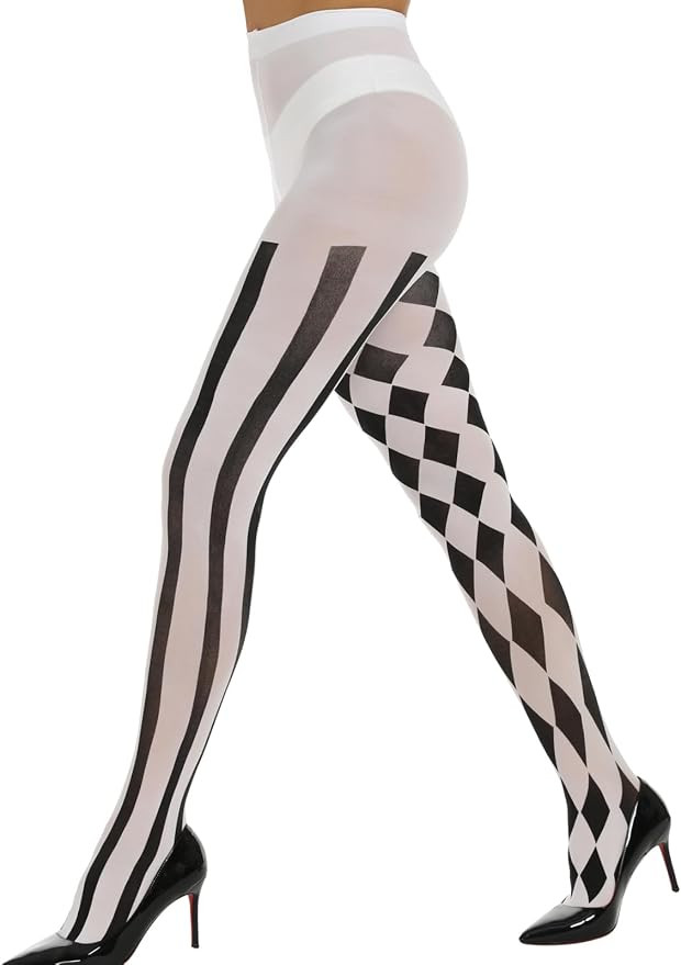 MANZI Halloween Tights Womens Striped Tights Bat Checkered Patterned Nylons | Amazon (US)