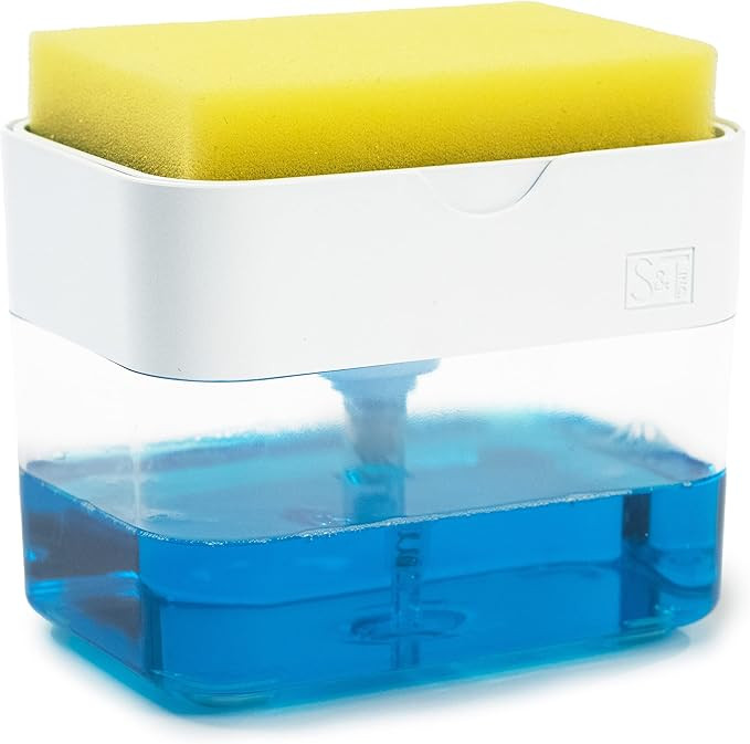 S&T INC. Dish Soap Dispenser and Sponge Holder for Kitchen Sink, Sponge Included, 13 Ounces, Matt... | Amazon (US)