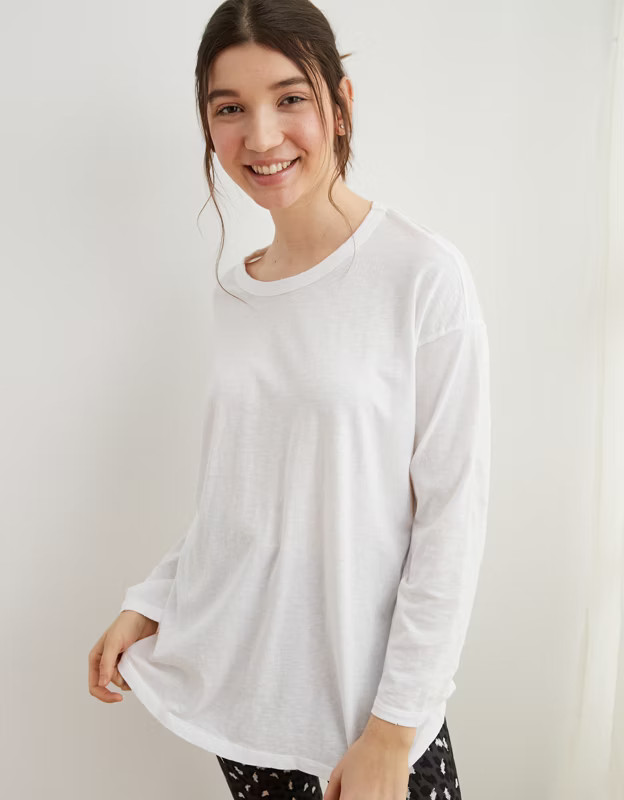 Aerie Oversized Long Sleeve Boyfriend T-Shirt | American Eagle Outfitters (US & CA)