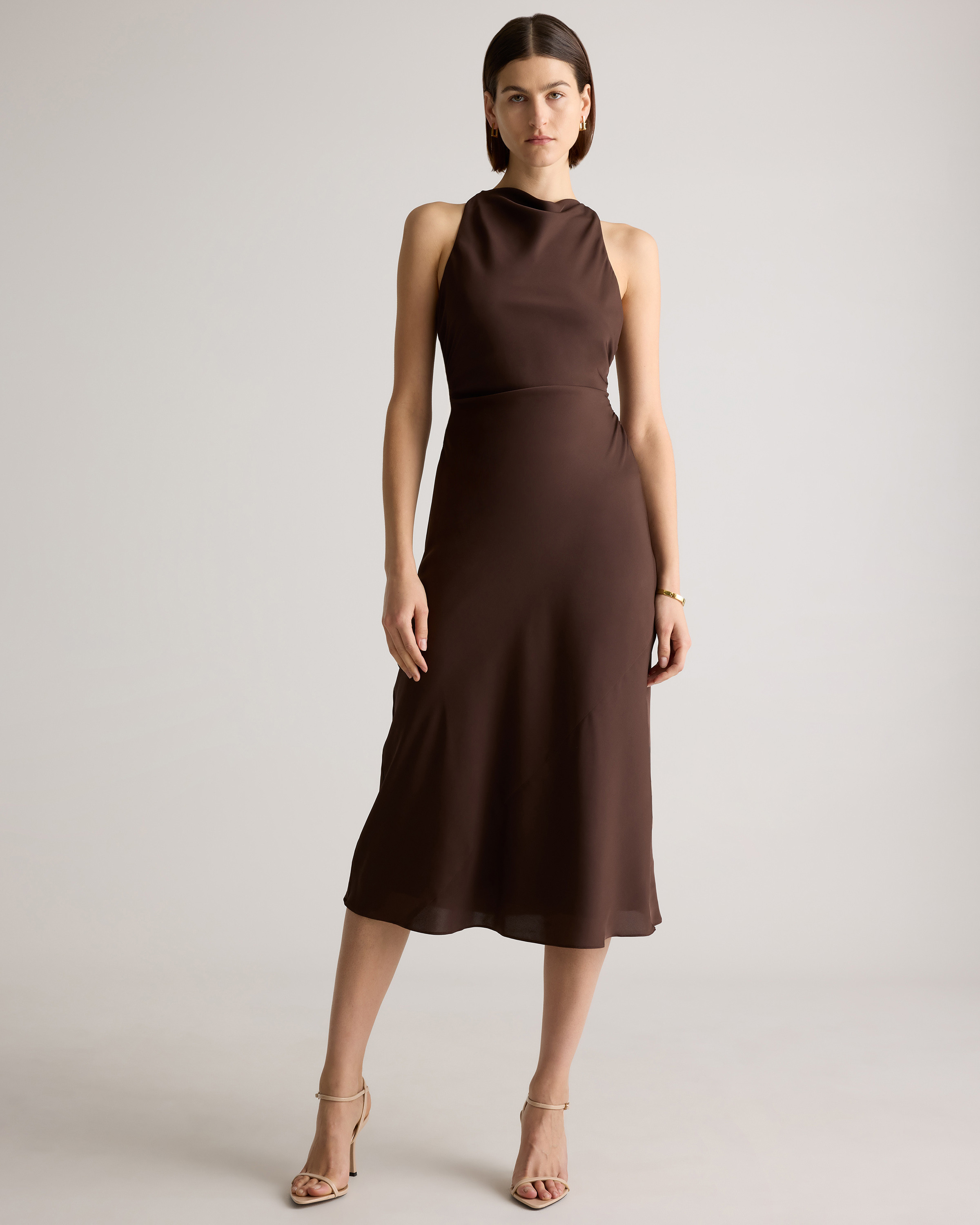 Quince | Women's Washable Stretch Silk High Neck Midi Dress in Wine Tasting, Size Large, Mulberry Silk | Quince