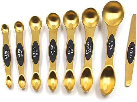 Magnetic Measuring Spoons Set Stainless Steel Spoons Fits in Spice Jars Set of 8 is Oil, Salt, Sa... | Amazon (US)