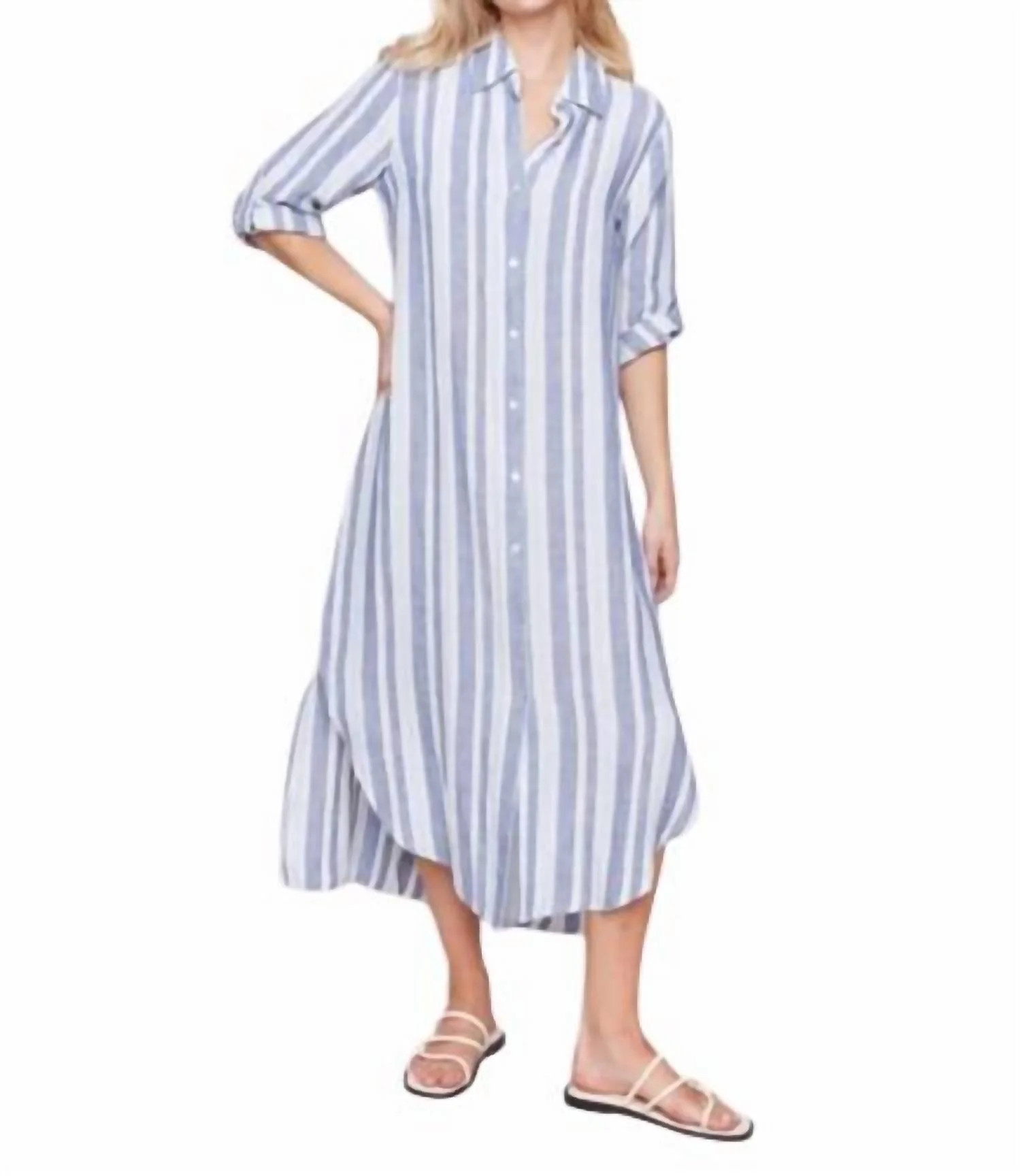 Striped Linen Maxi Dress In Rayures Stripes | Shop Simon