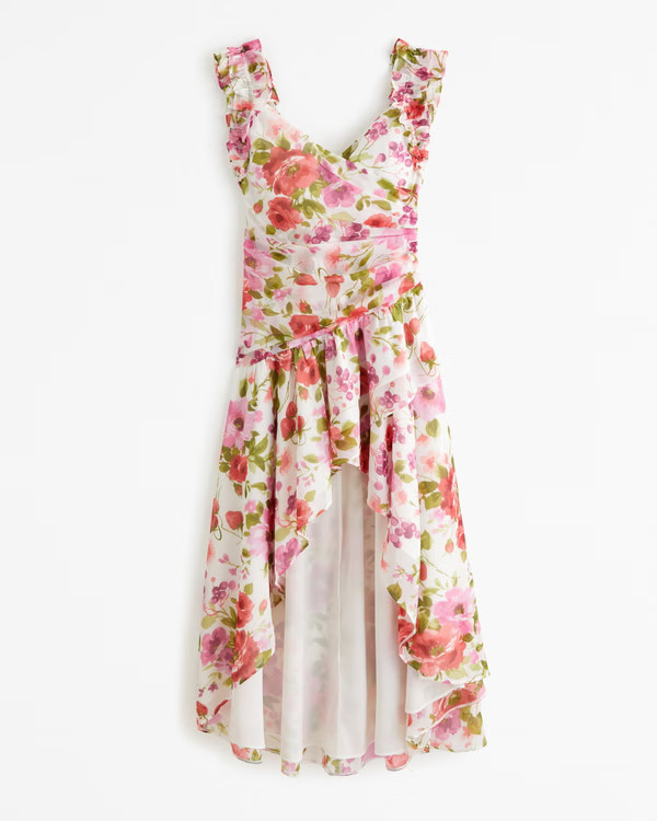 Women's Ruffle Strap High-Low Maxi Dress | Women's The A&F Wedding Shop | Abercrombie.com | Abercrombie & Fitch (US)