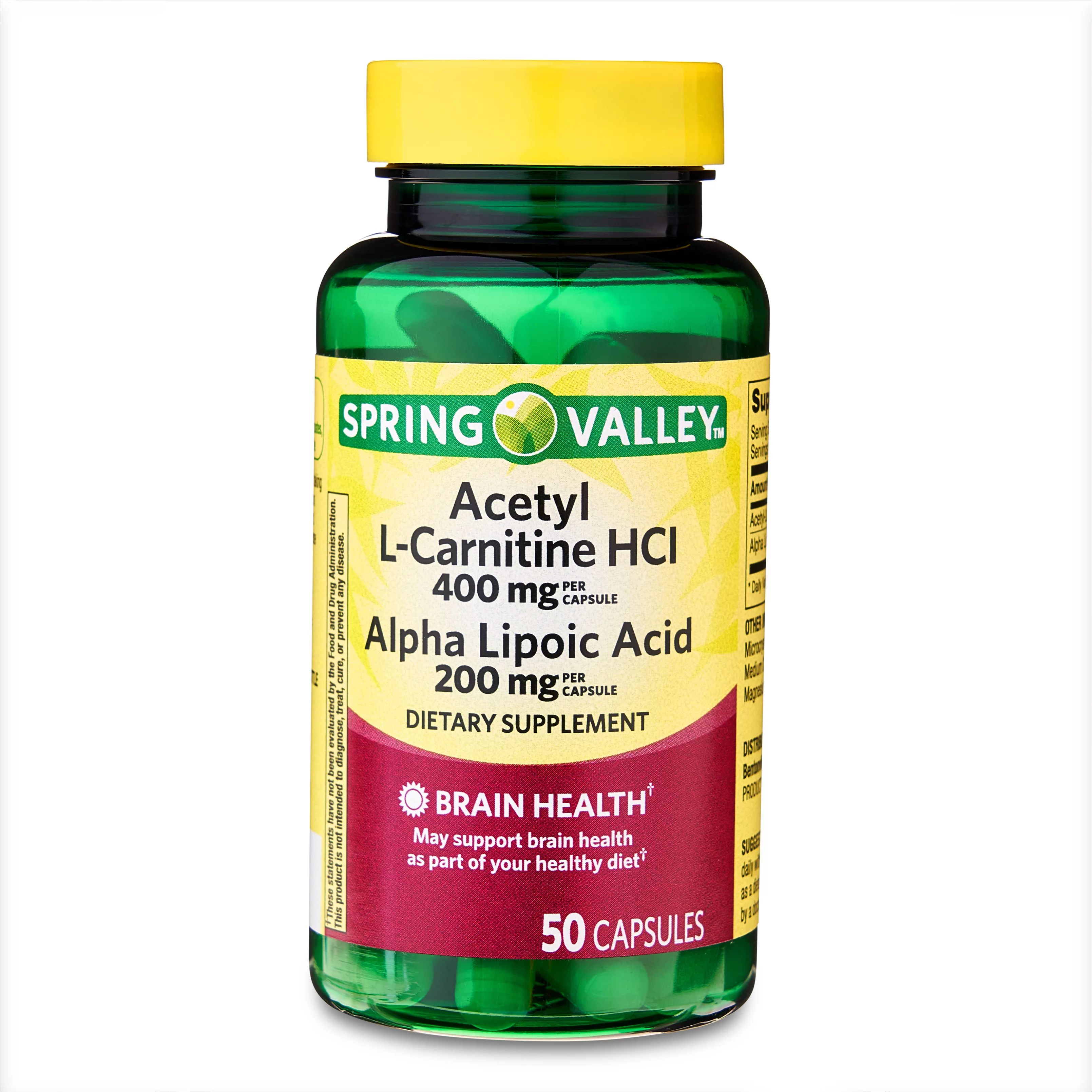 Spring Valley Acetyl L-Carnitine HCI 400mp + Alpha Lipoic Acid . - Walmart.com | Walmart (US)