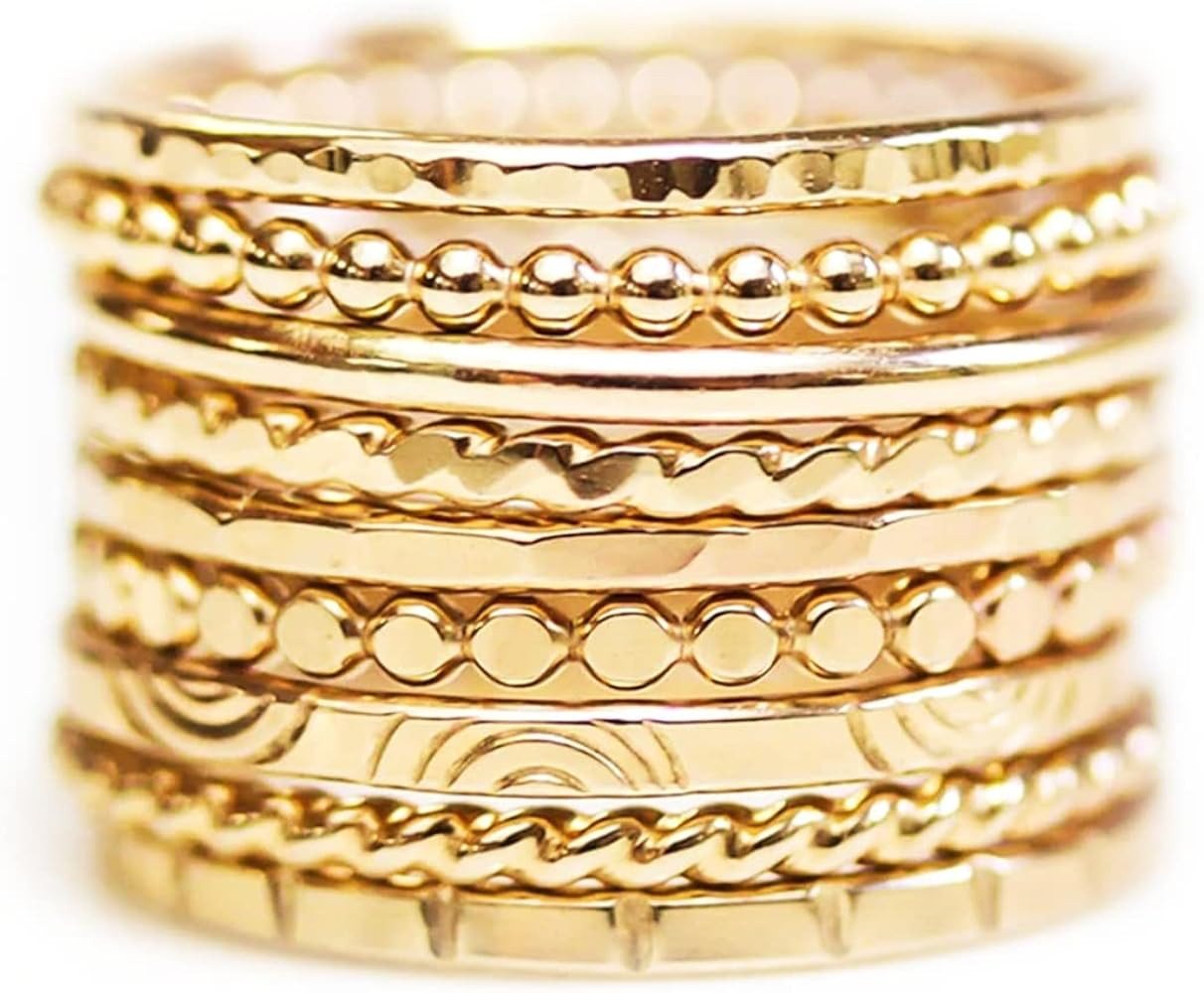 Essential Textures Stacking Ring by Amy Waltz Designs, Handmade Textured Stacking Rings in Gold | Amazon (US)