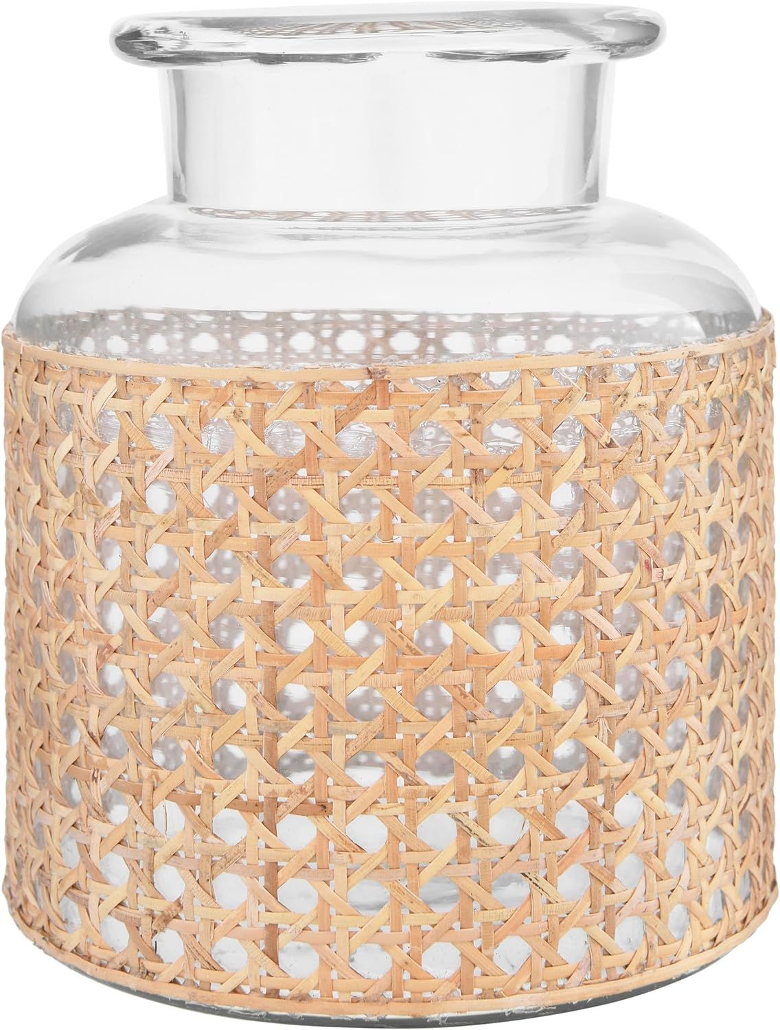 Bloomingville 8"H Glass Vase with Decorative Cane Sleeve | Amazon (US)