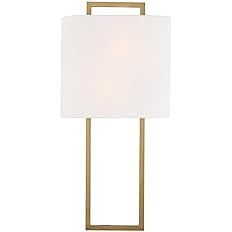 Contemporary 2 Light Wall Sconce in Vibrant Gold and White Fabric Half Drum Shade | Amazon (US)