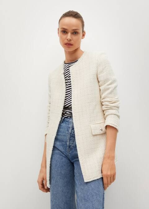 Tweed cotton jacket | MANGO (UK)