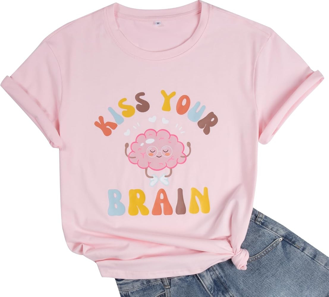 FLOYU Women Teacher Shirts Kiss Your Brain Teacher Shirt Special Education Teacher Tops Casual Te... | Amazon (US)