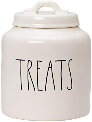 Rae Dunn Ceramic Cookie Jar, Dog Biscuit Kitchen Canister with Lid, Hand-Lettered “Treats” Sn... | Amazon (US)