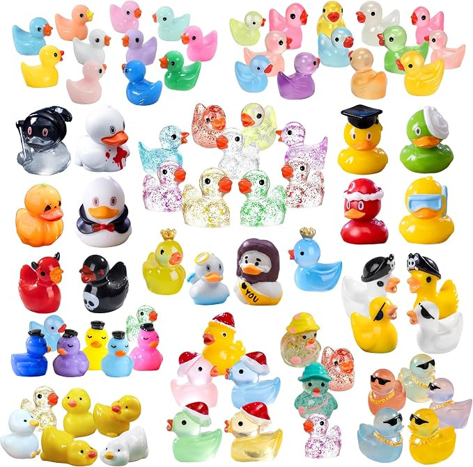 100pcs Various Multicolor Mini Resin Ducks, Tiny Ducks to Hide, Mini Resin Animal Miniature Figur... | Amazon (US)