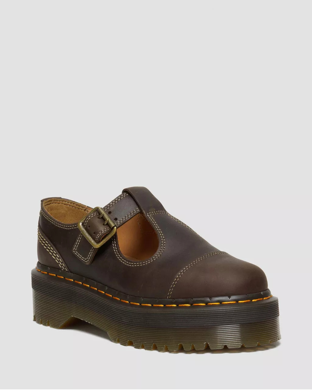 Bethan Arc Crazy Horse Leather Platform Mary Jane Shoes in Dark Brown | Dr. Martens | Dr. Martens